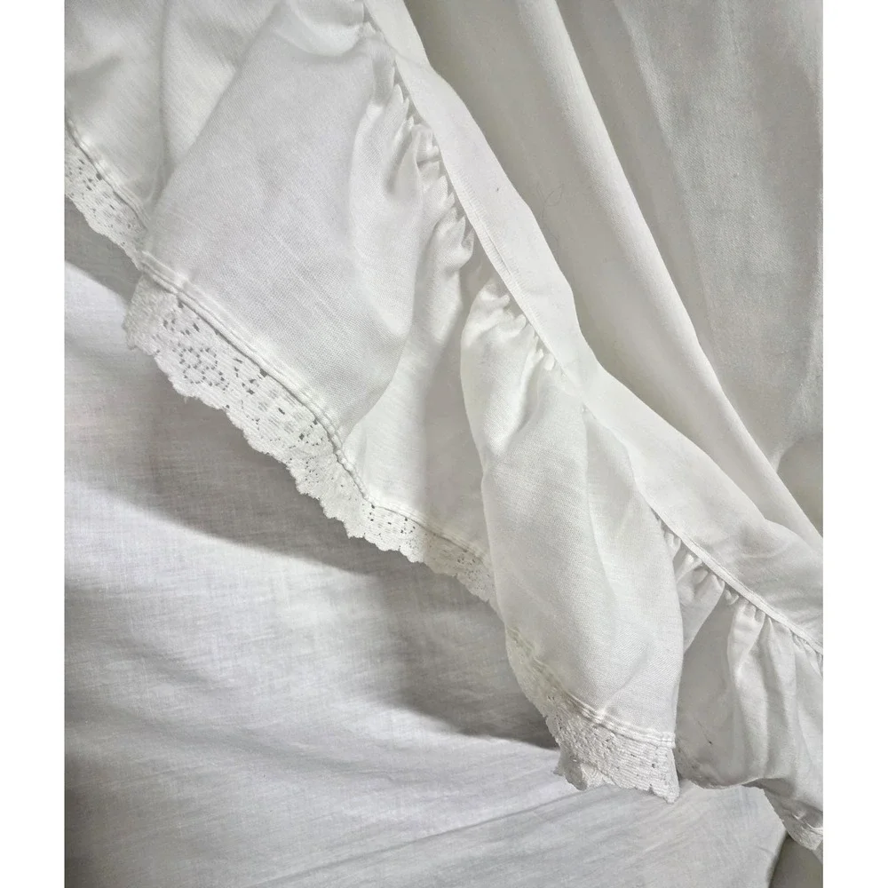 Vintage White Ruffled Priscilla Curtains 45 x 76 Cottage Farmhouse 70/30 Pair